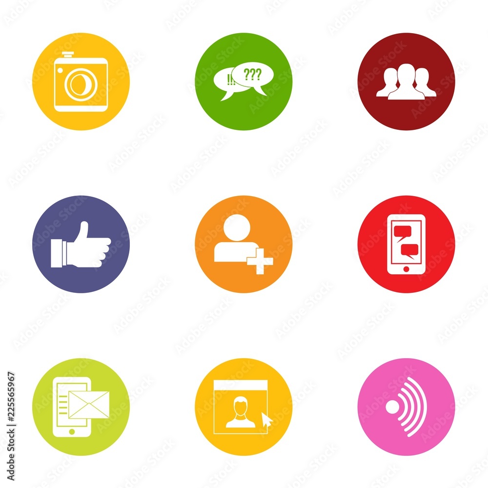 Industrial question icons set. Flat set of 9 industrial question vector icons for web isolated on white background