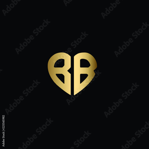 Heart Shaped Initial Letters B B or BB Romantic Logo Design