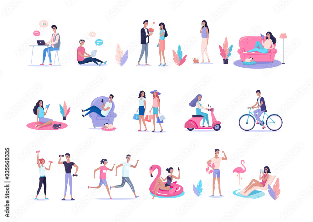 Fototapeta premium People life style vector color illustration