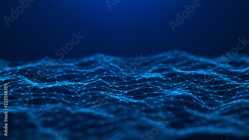 Abstract technology background. Network connection. Big data visualization. 4k rendering.