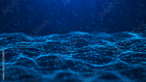 Abstract technology background. Network connection. Big data visualization. 4k rendering. © Dmitry