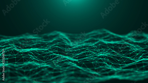 Abstract technology background. Network connection. Big data visualization. 4k rendering.