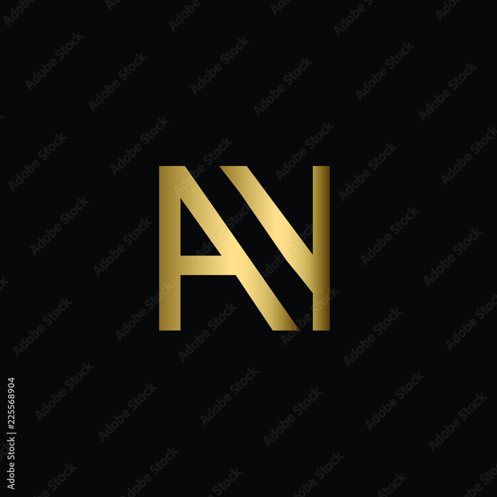 Abstract Minimal Initial Letters AY Logo Design in Black and Gold Color Using Letters A Y