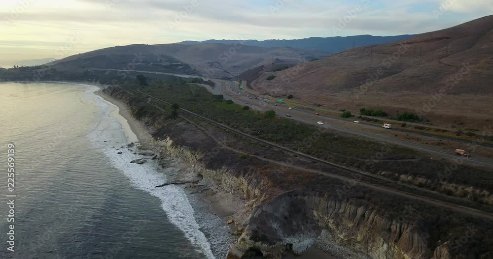 Gaviota Coastal Cliff Highway Aerial Drone Gaviota Coastal Cliff Highway Aerial Drone