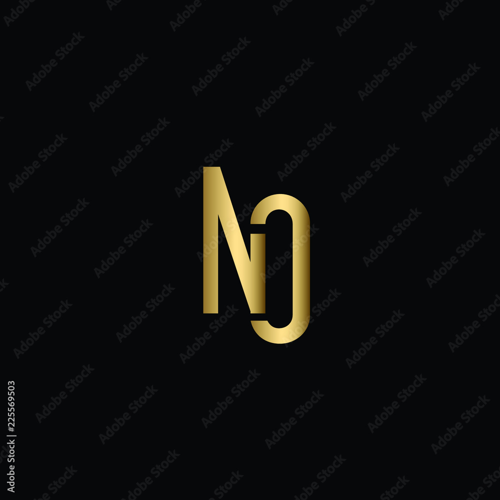 Abstract Minimal Initial Letters NO Logo Design in Black and Gold Color Using Letters N O Abstract Minimal Initial Letters NO Logo Design in Black and Gold Color Using Letters N O