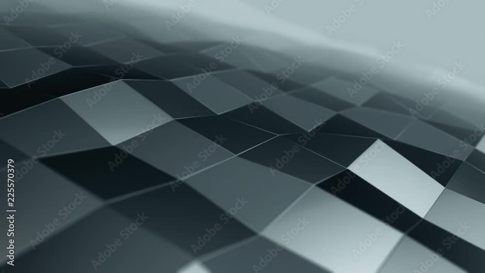 Abstract background with animation of waving smooth polygonal surface from glass, chrome or plastic. Good technological backdrop. Animation of seamless loop. Abstract background with animation of waving smooth polygonal surface from glass, chrome or plastic. Good technological backdrop. Animation of seamless loop.