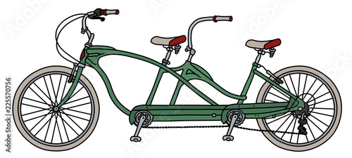 The retro green tandem bicycle