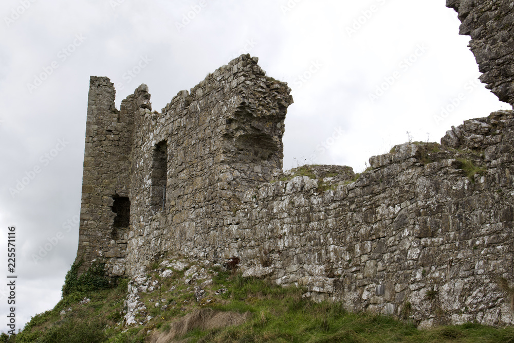 Ancient castle ruins in rural Laois County, Ireland
