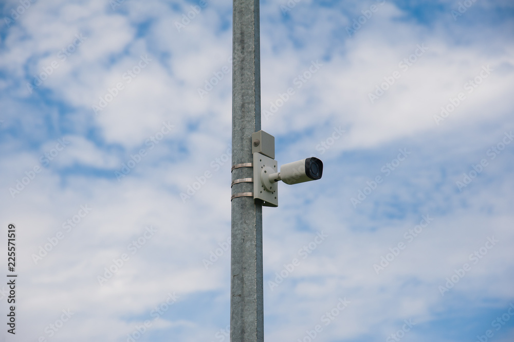 Modern CCTV camera. Concept of surveillance and monitoring. Modern CCTV camera. Concept of surveillance and monitoring.