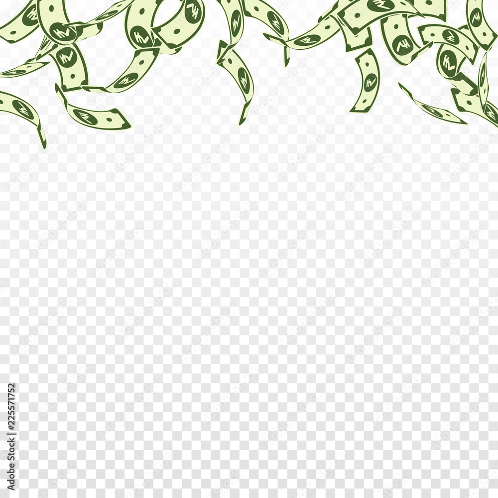 Obraz premium Indian rupee notes falling. Floating INR bills on 