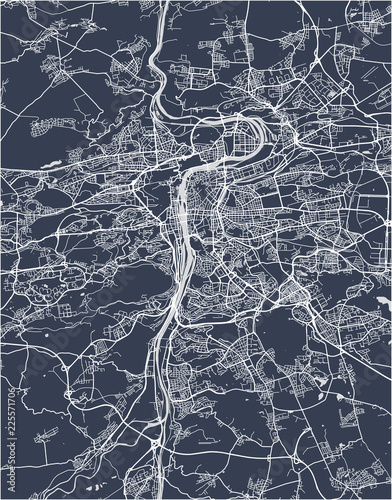 Canvas Print map of the city of Prague, Czech Republic