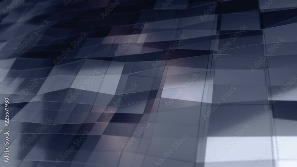 Abstract background with animation of waving smooth polygonal surface from glass, chrome or plastic. Good technological backdrop. Animation of seamless loop. Abstract background with animation of waving smooth polygonal surface from glass, chrome or plastic. Good technological backdrop. Animation of seamless loop.
