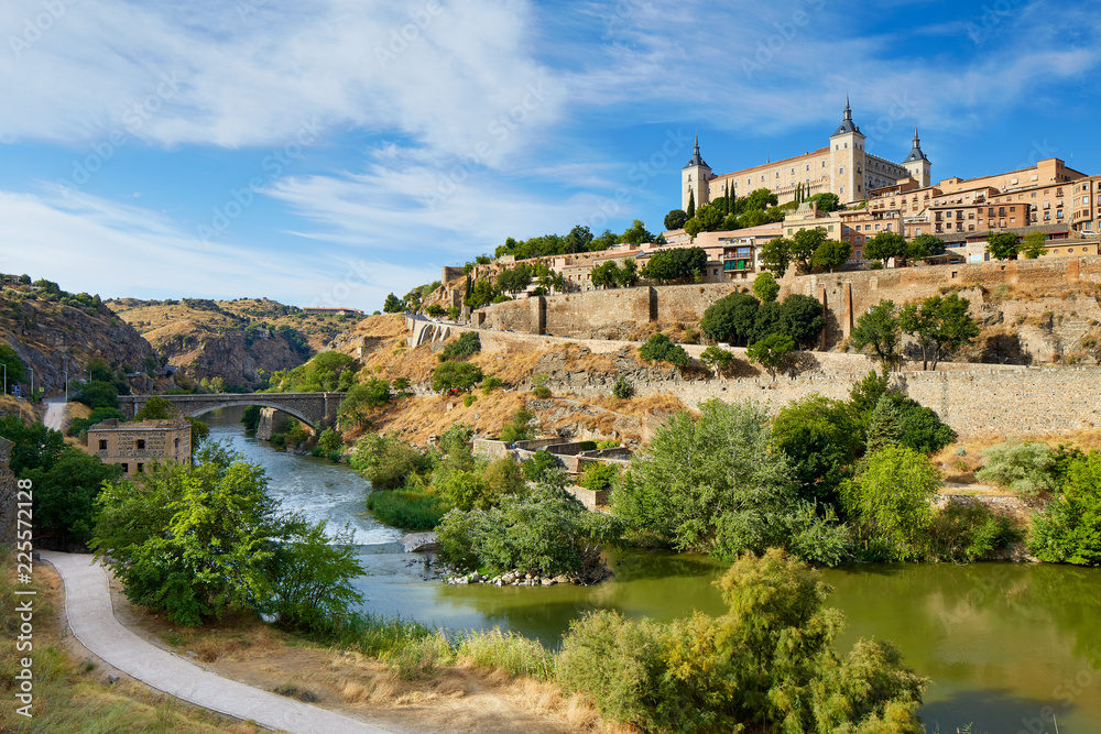 Toledo with the river Tajo and Alcazar