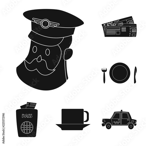 Vector illustration of airport and airplane symbol. Set of airport and plane vector icon for stock.