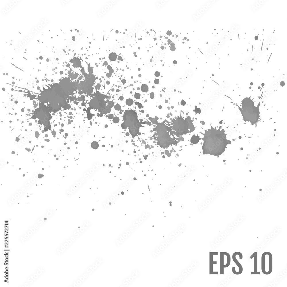 Set of gray splash on white background vector illustration. All elements are not grouped.