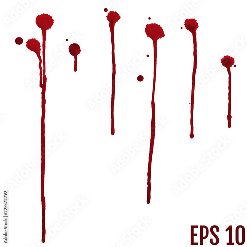 Collection various blood or paint splatters,Halloween concept,ink splatter background, isolated on white.