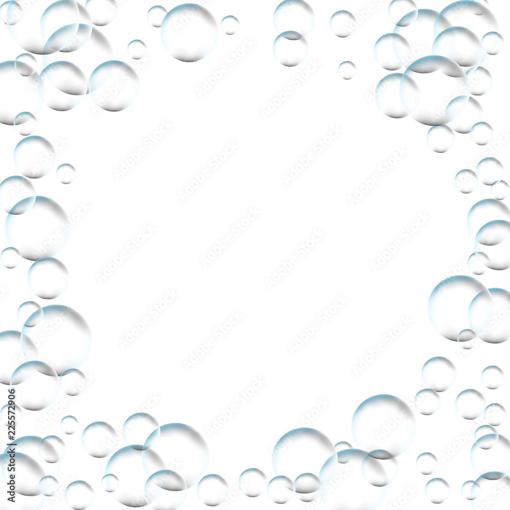 Frame for processing of transparent bubbles. Background of air bubbles Frame for processing of transparent bubbles. Background of air bubbles