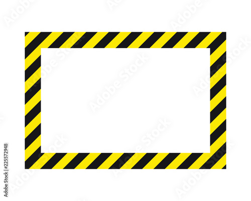Warning striped square frame, warning to be careful, potential danger, yellow & black stripes on the diagonal, vector template sign border yellow and black color. Construction warning border