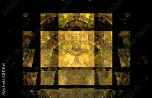 Yellow tile fractal background. Fantasy fractal texture. Digital art. 3D rendering. Computer generated image. © helen_g