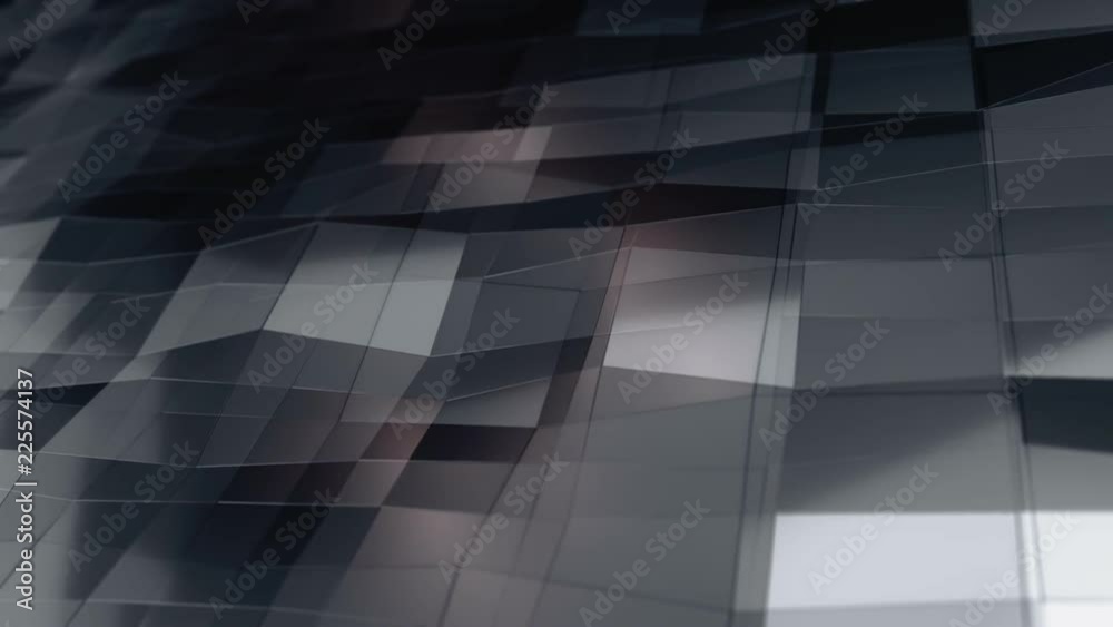 Abstract background with animation of waving smooth polygonal surface from glass, chrome or plastic. Good technological backdrop. Animation of seamless loop. Abstract background with animation of waving smooth polygonal surface from glass, chrome or plastic. Good technological backdrop. Animation of seamless loop.