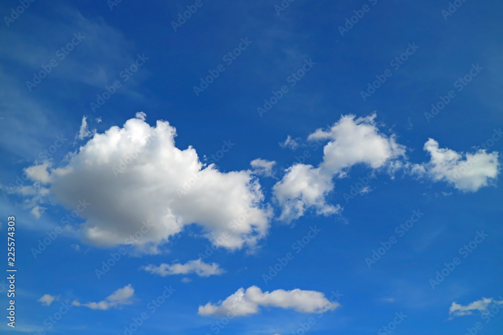 Pure White Fluffy Cumulus Clouds Floating on Vivid Blue Sky of Peru, South America