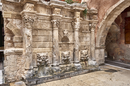 Greece. Crete. Rethymnon. Old city. Platano Square. Rimondi Fountain photo