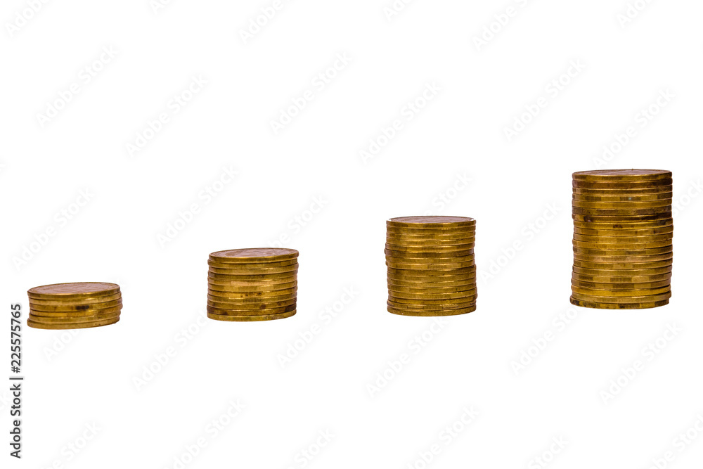 Stacks of the coins isolated on a white background Stacks of the coins isolated on a white background
