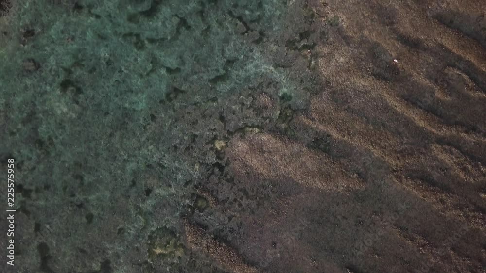 Drone shot aerial top view flyover low tide sea Drone shot aerial top view flyover low tide sea