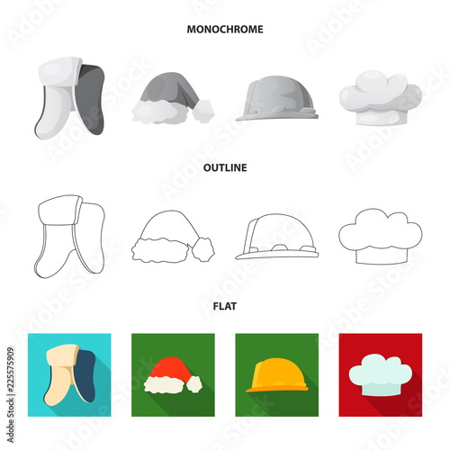 Isolated object of headgear and cap sign. Collection of headgear and accessory stock symbol for web.