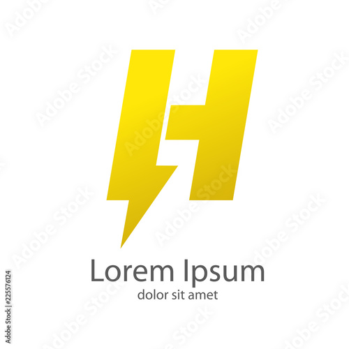 Logotipo letra H estilo rayo color amarillo