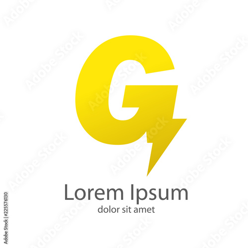 Logotipo letra G estilo rayo color amarillo