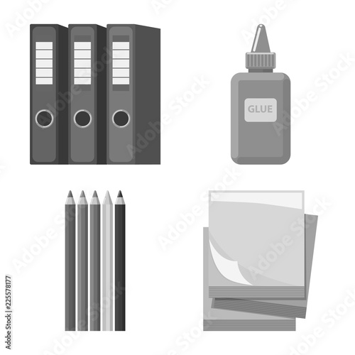 Vector illustration of office and supply icon. Set of office and school stock symbol for web.