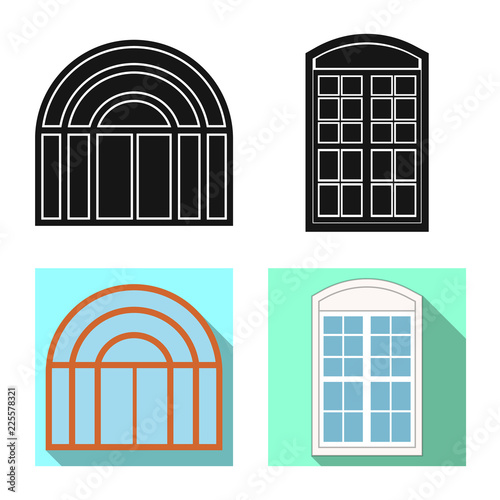 Vector illustration of door and front sign. Set of door and wooden vector icon for stock.