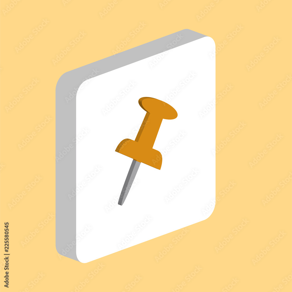 Push Pin Simple vector icon. Illustration symbol design template for web mobile UI element. Perfect color isometric pictogram on 3d white square. Push Pin icons for you business project Push Pin Simple vector icon. Illustration symbol design template for web mobile UI element. Perfect color isometric pictogram on 3d white square. Push Pin icons for you business project