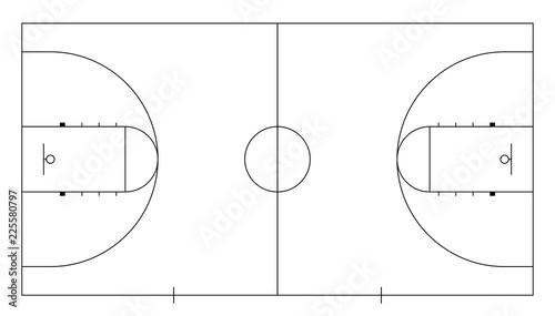 Stret basketball court. Line art. Sport background.