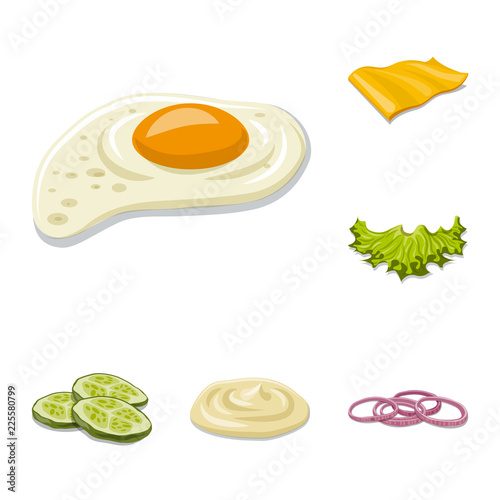Isolated object of burger and sandwich icon. Set of burger and slice vector icon for stock.