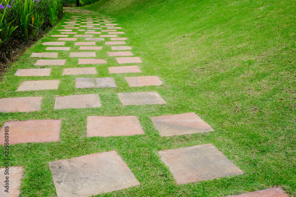 Natural stone walk way in the park. Natural stone walk way in the park.