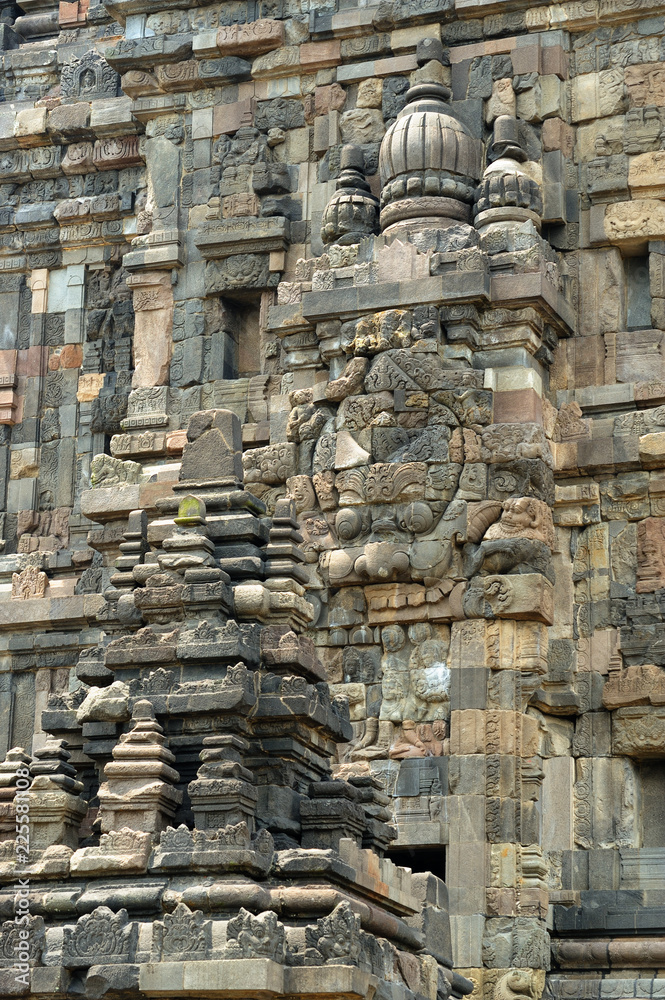 Detail of Prambanan temple in Java island, Indonesia