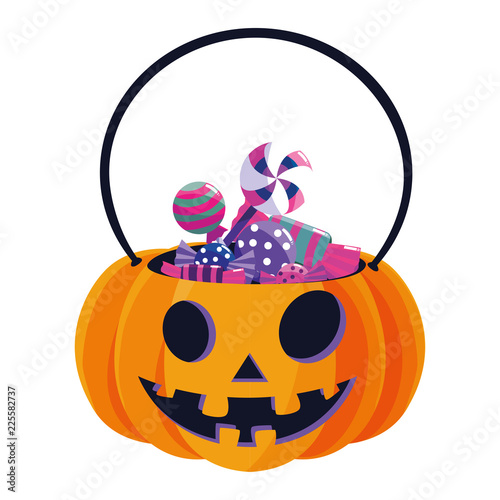 happy halloween pumpkin with candies