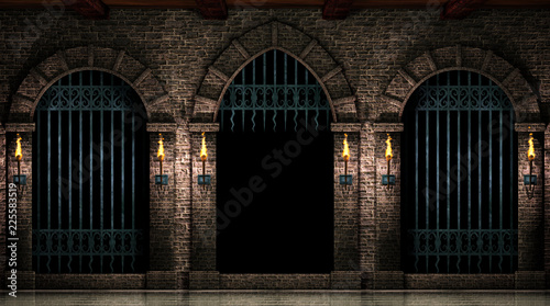 Arches and open iron gate