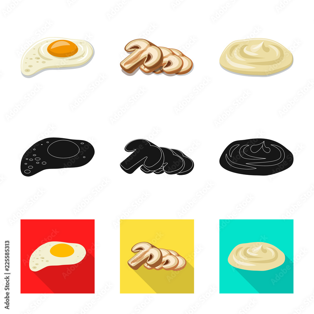 Isolated object of burger and sandwich logo. Collection of burger and slice stock symbol for web.