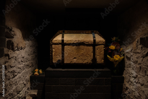 coffin of Saint Matthias in crypt of Saint Matthias Abbey in  Trier, Germany