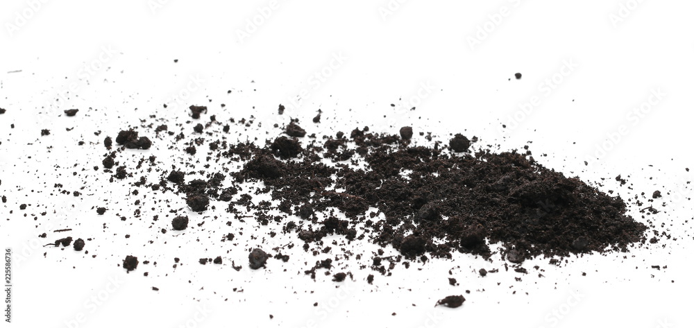 Dirt pile isolated on white background, with clipping path, side view