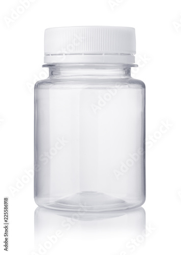 Empty plastic medical bottle
