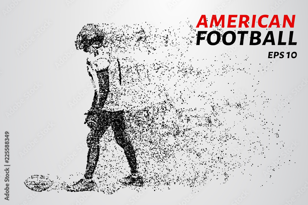 American football made up of particles. Vector illustration