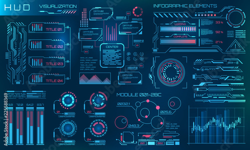 Futuristic HUD Design Elements. Infographic or Technology Interface for Information Visualization