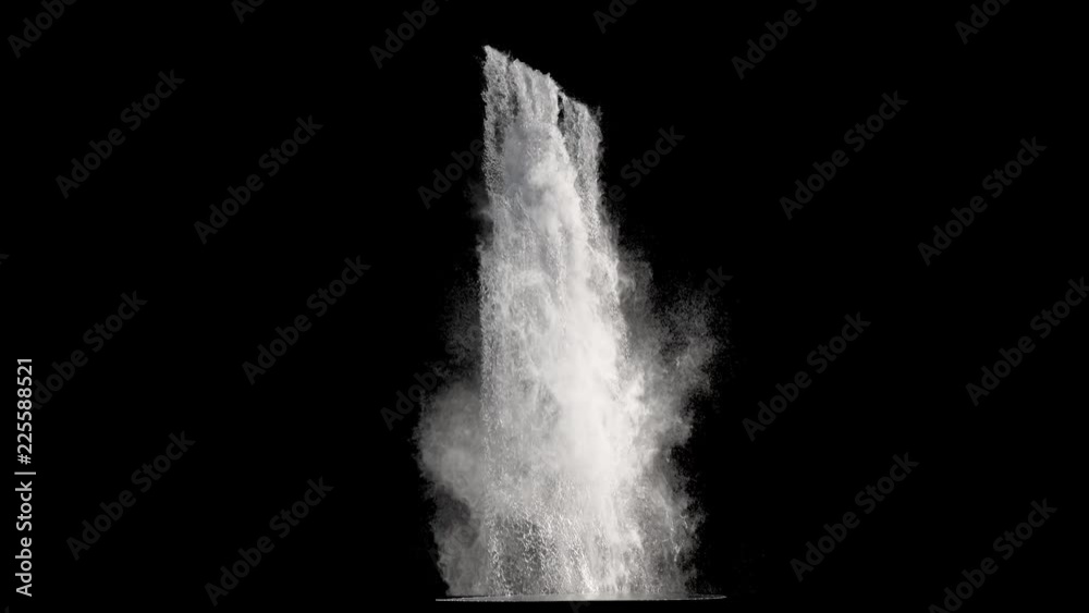 waterfall texture seamless loop, 4k, isolated on black with alpha and separate foam layer
