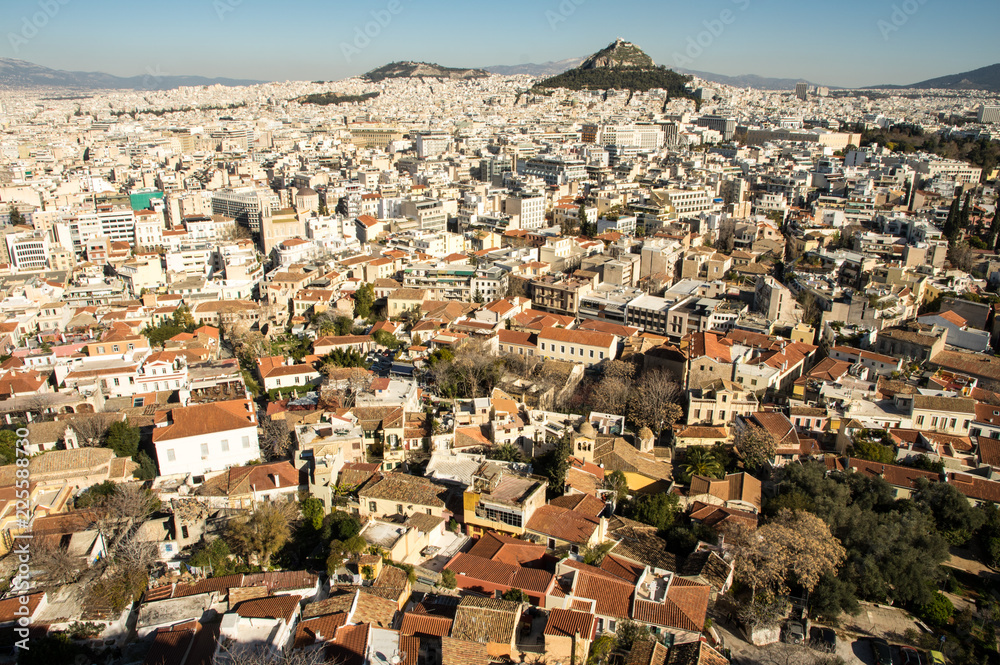 Athens, view toward lycabettus from ancient acropolis