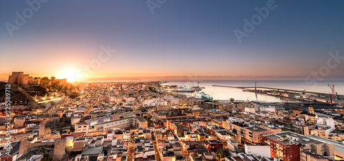 Sunrise in the city of Almeria photo