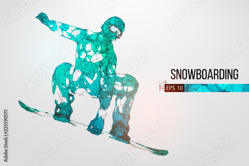 Silhouette of a snowboarder jumping isolated. Vector illustration